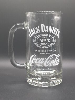 Jack Daniels Clear Glass Beer Mug with White Logo